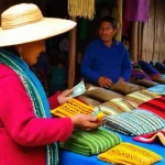 Home 15 페루에서 사용하는 화폐 단위 - **Prompt 1: Vibrant Peruvian Market Transaction**
A bustling, open-air Peruvian artisanal market...
