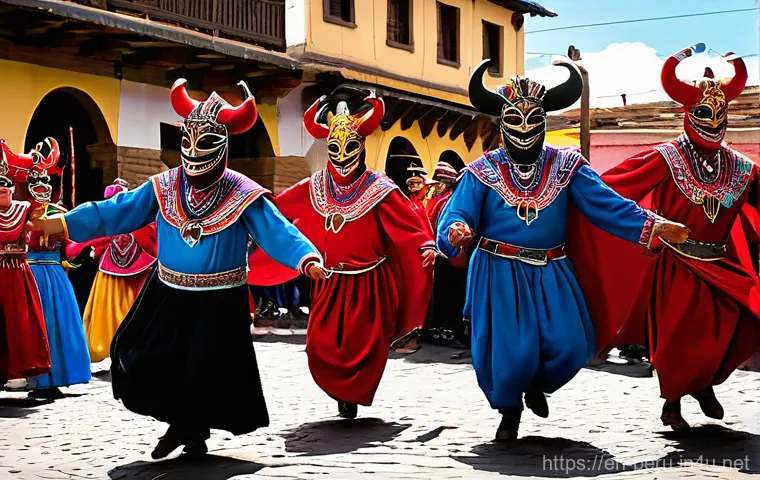 페루에서 만날 수 있는 전통 춤 - **Prompt for Danza de Tijeras:**
    "A dynamic, action-packed image of a solo male 'Danzak' perform...