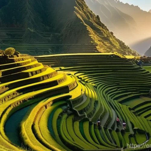 Home 25 잉카 제국 역사 정리 - **"Inca Engineering Marvel: Andean Terraces at Golden Hour"**
A panoramic, highly detailed photo...