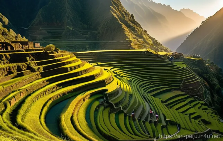 잉카 제국 역사 정리 - **"Inca Engineering Marvel: Andean Terraces at Golden Hour"**
    A panoramic, highly detailed photo...