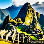 Home 17 페루에서 유적지 보호법 - A panoramic view of Machu Picchu archaeological site during golden hour, showcasing ancient Incan st...