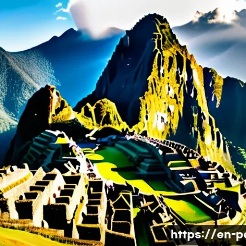 Home 11 페루에서 유적지 보호법 - A panoramic view of Machu Picchu archaeological site during golden hour, showcasing ancient Incan st...